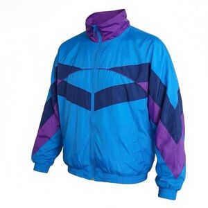Men's Blue & Purple Retro Windbreaker Jacket